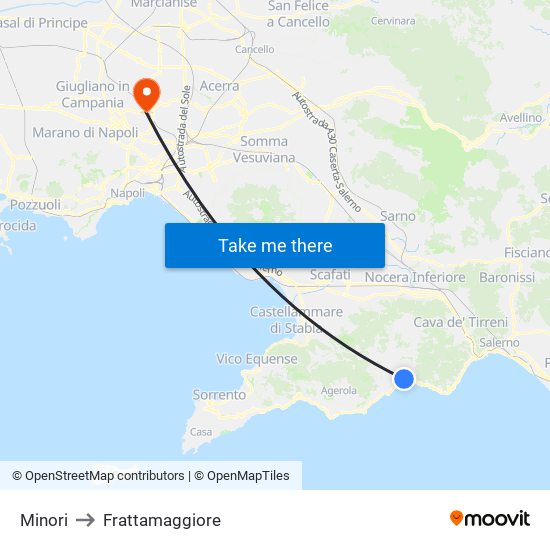 Minori to Frattamaggiore map