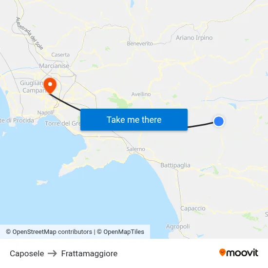 Caposele to Frattamaggiore map