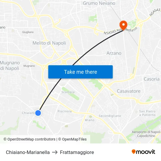 Chiaiano-Marianella to Frattamaggiore map