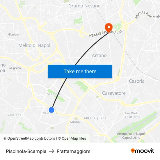 Piscinola-Scampia to Frattamaggiore map