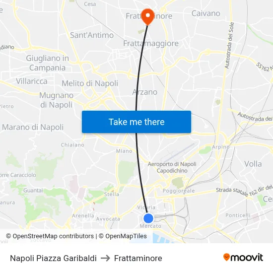 Napoli Piazza Garibaldi to Frattaminore map