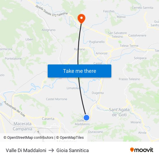 Valle Di Maddaloni to Gioia Sannitica map