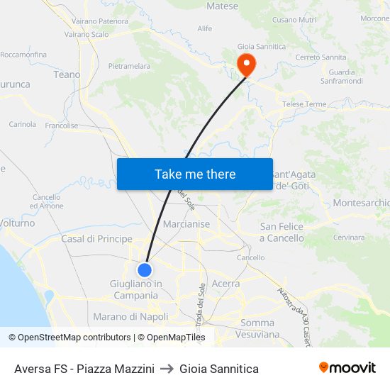 Aversa FS - Piazza Mazzini to Gioia Sannitica map