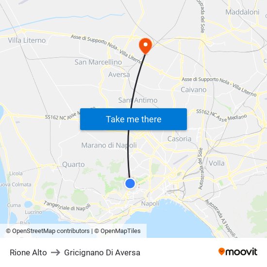 Rione Alto to Gricignano Di Aversa map