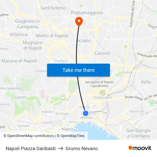 Naples Garibaldi Square to Grumo Nevano map