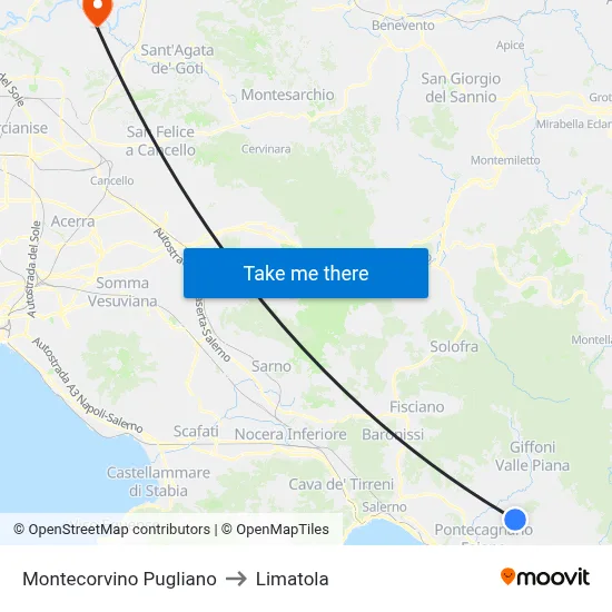 Montecorvino Pugliano to Limatola map