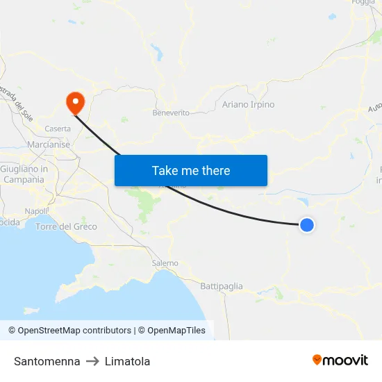 Santomenna to Limatola map