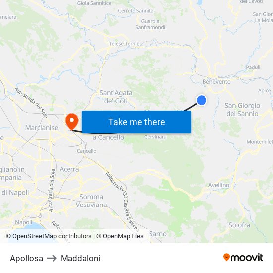 Apollosa to Maddaloni map