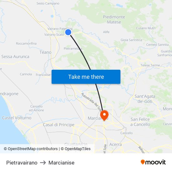 Pietravairano to Marcianise map