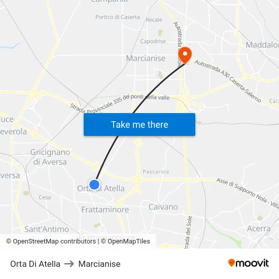 Orta Di Atella to Marcianise map