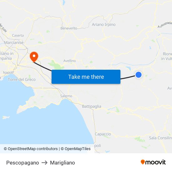 Pescopagano to Marigliano map