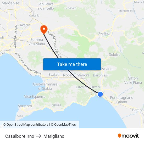 Casalbore Irno to Marigliano map