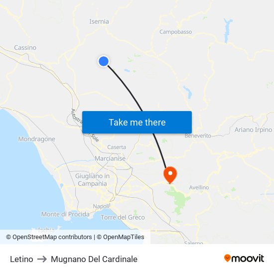 Letino to Mugnano Del Cardinale map