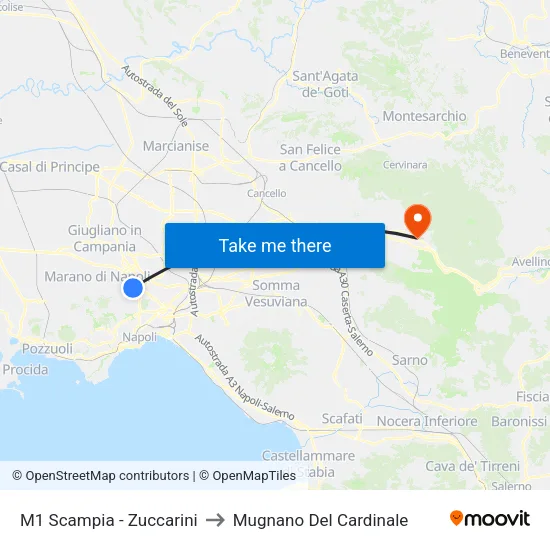 M1 Scampia - Zuccarini to Mugnano Del Cardinale map