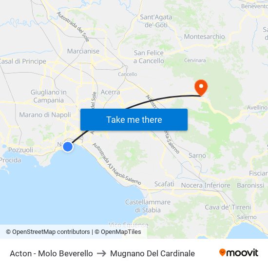 Acton - Molo Beverello to Mugnano Del Cardinale map