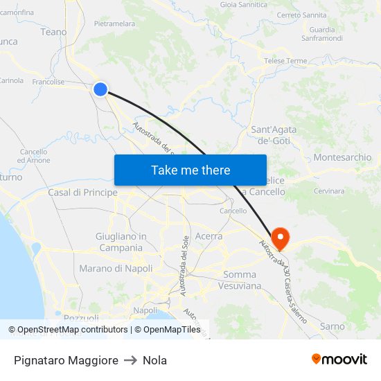 Pignataro Maggiore to Nola map