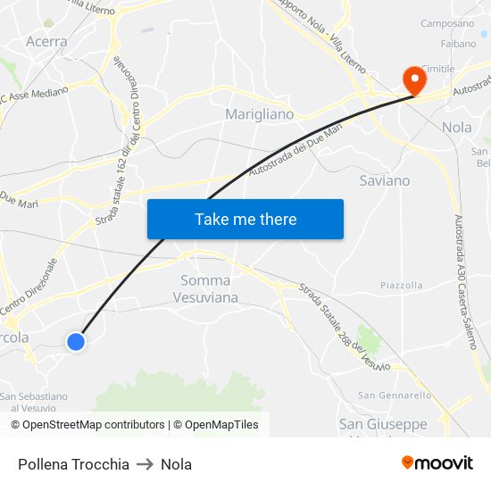 Pollena Trocchia to Nola map