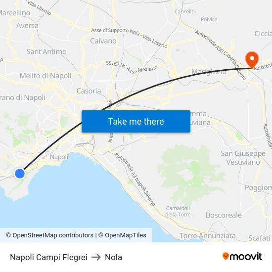 Napoli Campi Flegrei to Nola map