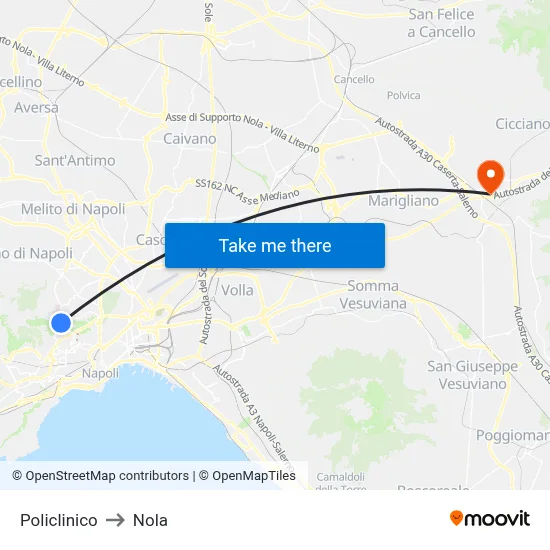 Policlinico to Nola map