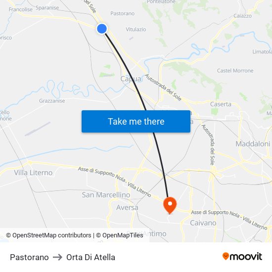 Pastorano to Orta Di Atella map