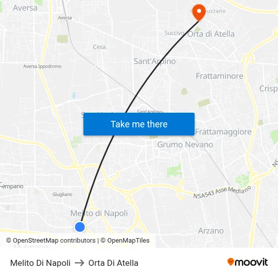 Melito Di Napoli to Orta di Atella map