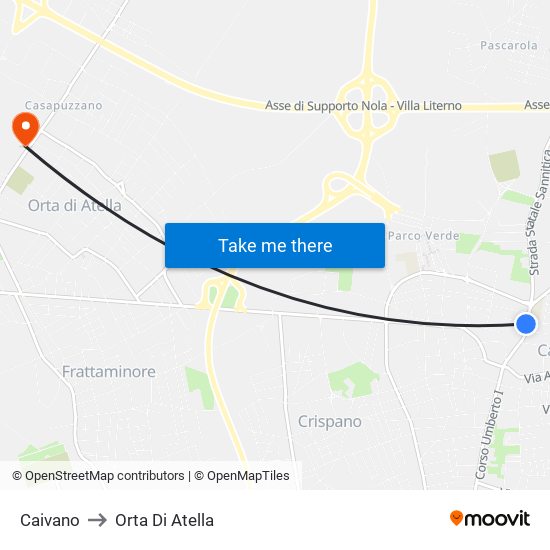 Caivano to Orta Di Atella map