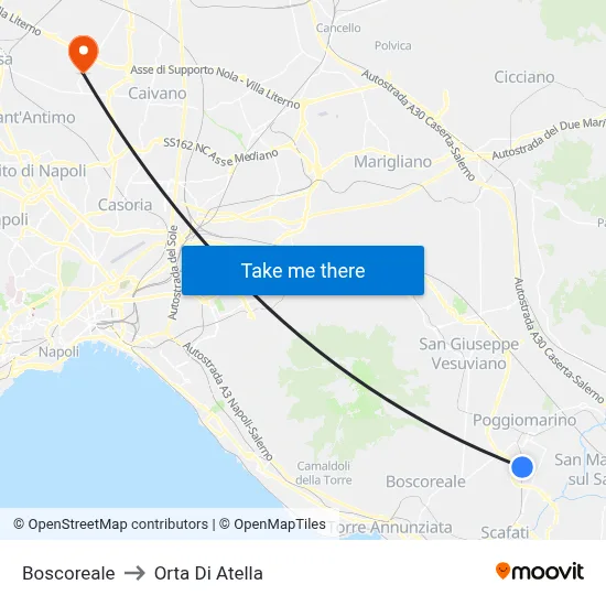 Boscoreale to Orta Di Atella map