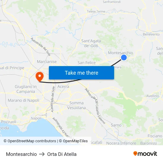 Montesarchio to Orta di Atella map