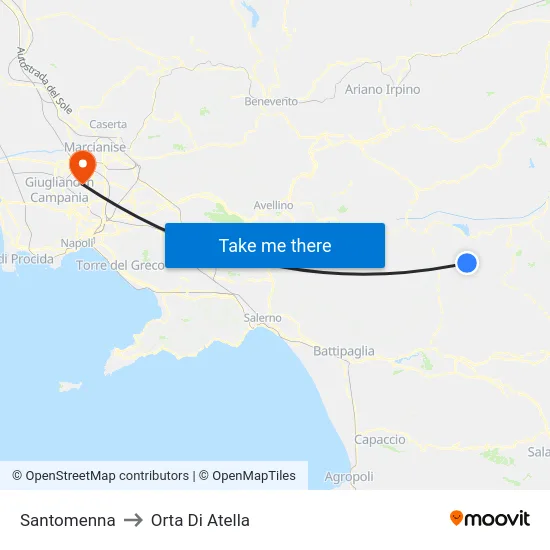 Santomenna to Orta Di Atella map