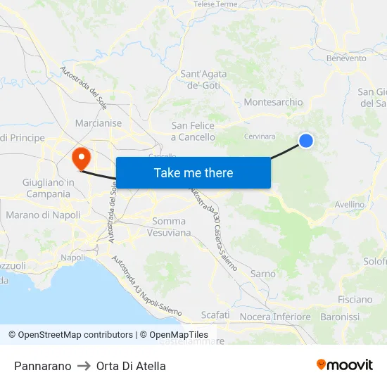 Pannarano to Orta di Atella map