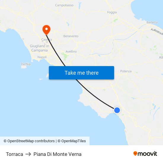 Torraca to Piana Di Monte Verna map