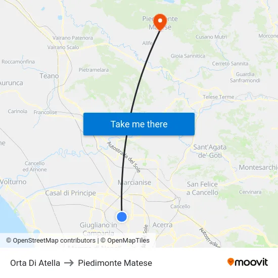 Orta Di Atella to Piedimonte Matese map