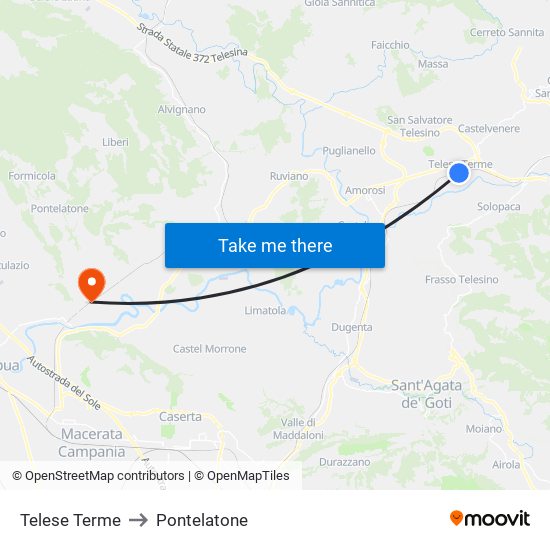 Telese Terme to Pontelatone map