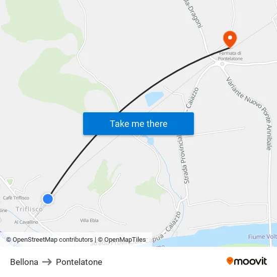 Bellona to Pontelatone map