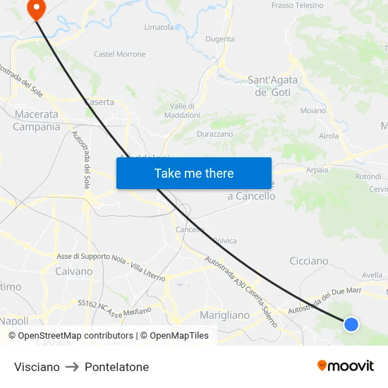 Visciano to Pontelatone map