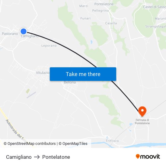 Camigliano to Pontelatone map