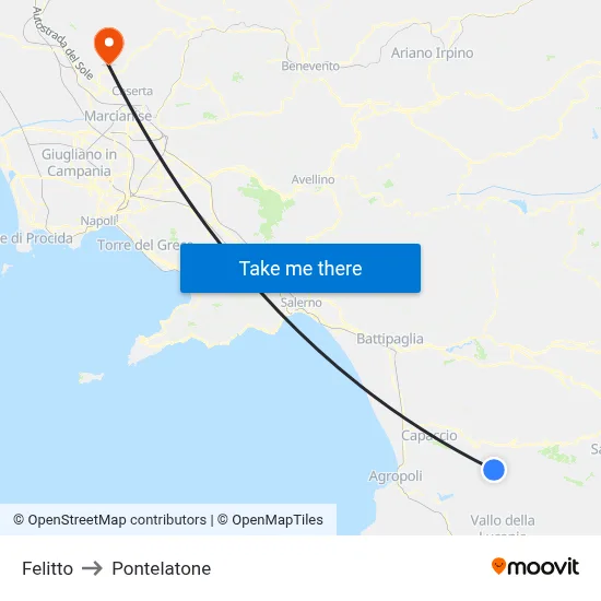 Felitto to Pontelatone map