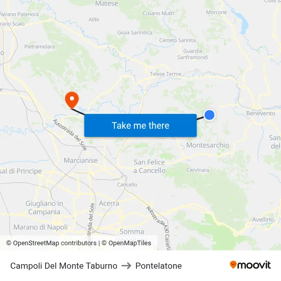 Campoli Del Monte Taburno to Pontelatone map