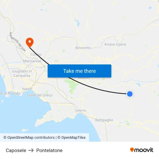 Caposele to Pontelatone map