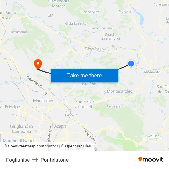 Foglianise to Pontelatone map