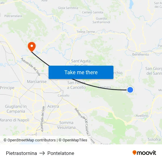 Pietrastornina to Pontelatone map