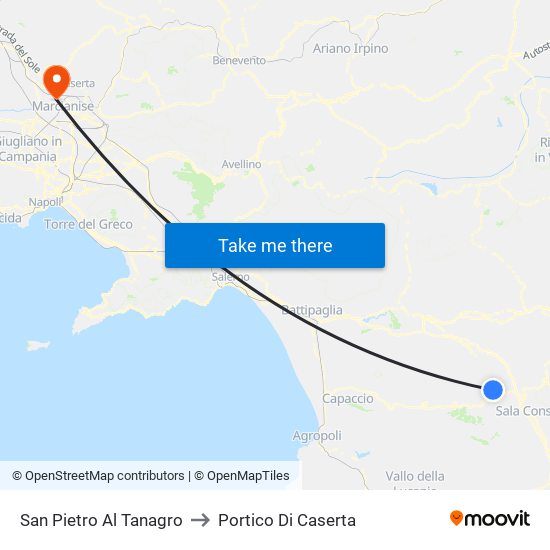 San Pietro Al Tanagro to Portico Di Caserta map