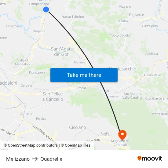 Melizzano to Quadrelle map