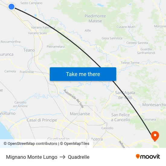 Mignano Monte Lungo to Quadrelle map