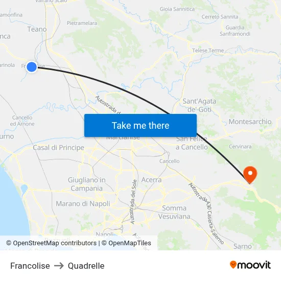 Francolise to Quadrelle map