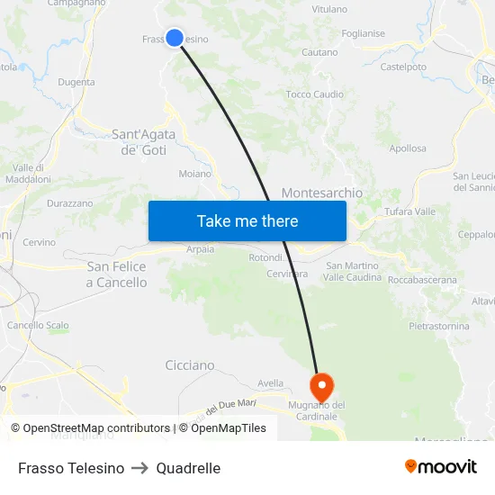 Frasso Telesino to Quadrelle map