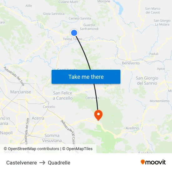 Castelvenere to Quadrelle map