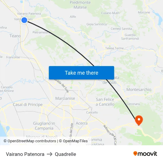 Vairano Patenora to Quadrelle map