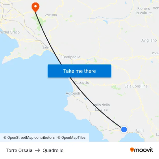 Torre Orsaia to Quadrelle map