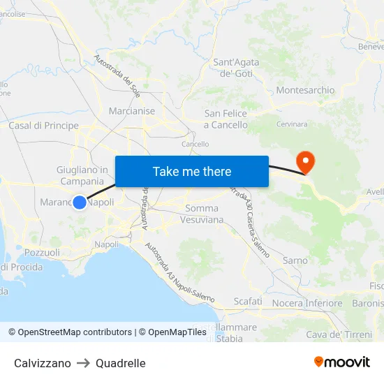 Calvizzano to Quadrelle map